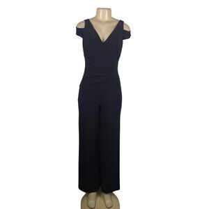 Ralph Lauren Womens Black Jumpsuit Cold Shoulder Wide Leg Elegant Size 4
